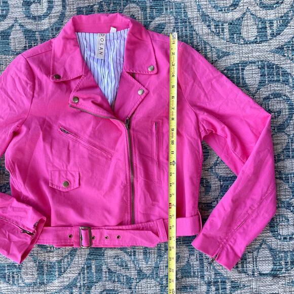 Dolan Left Coast Women's Pink Linen Blend Moto Jacket - Size L - Picture 7 of 8